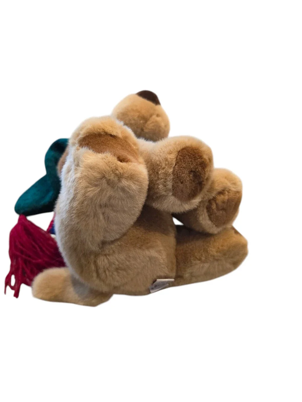 Vintage Gund Plush Stuffed Animal Dog Christmas Scarf Beige Brown RARE